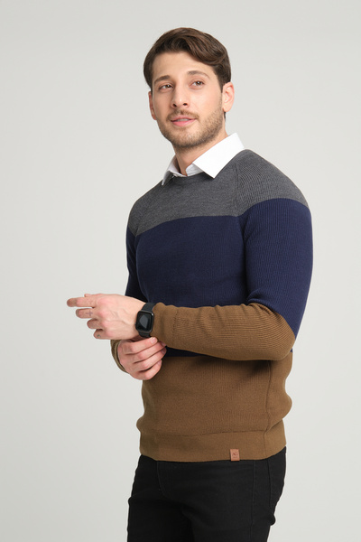 ALEXANDERGARDI COLOR BLOCKED BICYCLE COLLAR SWEATER(E23-6708)