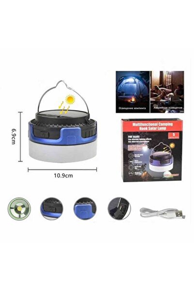 ataşbey Hel-0809T 5 Modlu Solar Güneş Panelli Powerbank Usb Kamp Çadır Lambas...