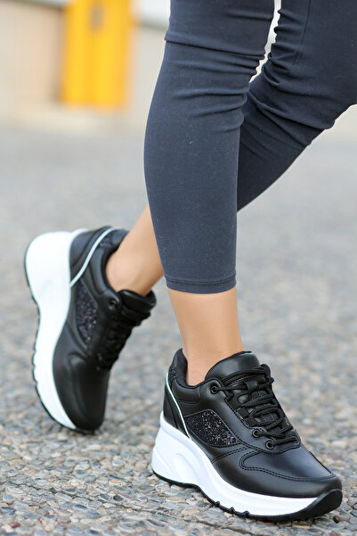 Madam Tarz Flet-185 Pantofi sport ortopedici cu talpă groasă cu sclipici