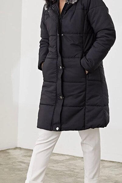 festmoda Sinny Ekstra Yumuşak Dolum Siyah Kız Çocuk Montu