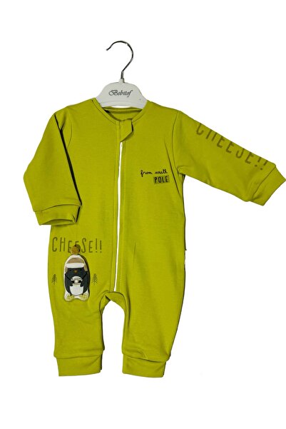 Kidstrend Kız Erkek Bebek 0-6 Ay Penguen Penye Tulum %100 Pamuk