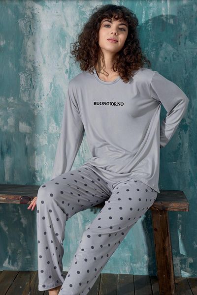cotonhause Γυναικείο Σετ Πιτζάμες Μακρυμάνικο Γκρι C5T0N9O02-3