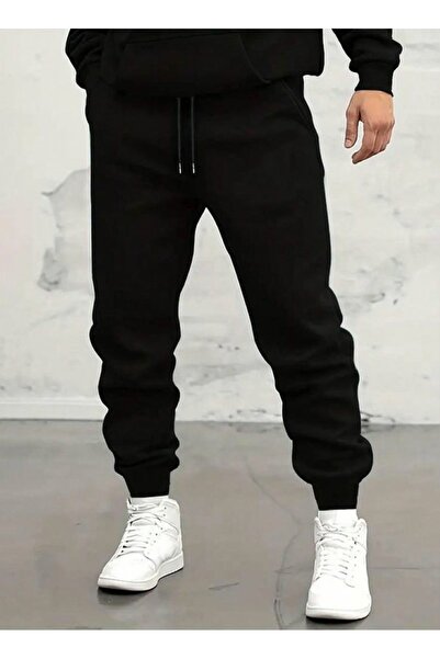 FİTGO Εποχιακό μαύρο παντελόνι φόρμας jogger