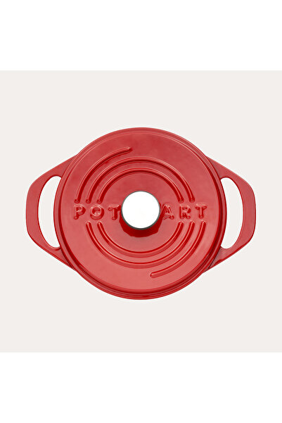 Pot Art Red Deep Cast Pot with Functional Lid 24 cm