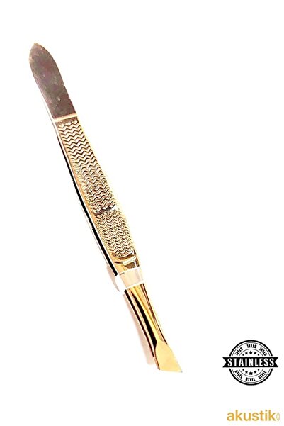 Uniquem Gold Akustik Cımbız Serisi Lazerli İnce Düz Yan Kesik Uçlu Kıl Tüy Ka...