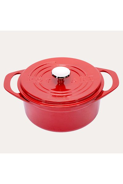 Pot Art Red Deep Cast Pot with Functional Lid 24 cm