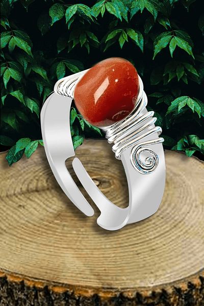 Tesbih Atölyesi Thick Tımbıl Model Karnelyan Agate Stone Ring - Adjusted and Certified