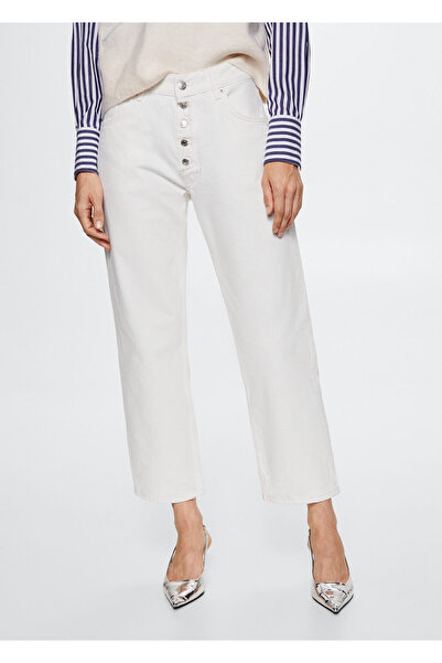 MANGO Woman Λευκό Γυναικείο Παντελόνι37071305