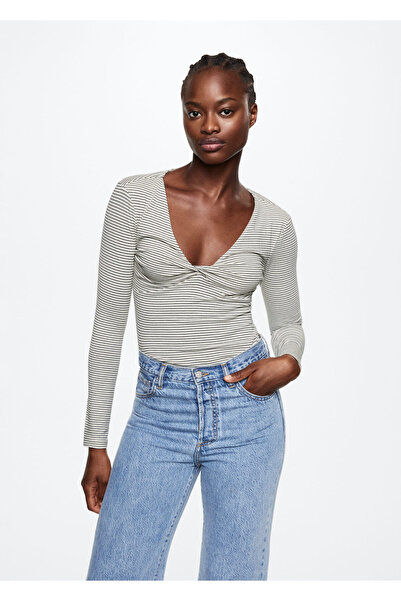 MANGO Woman Tricou de damă Off White 37005945