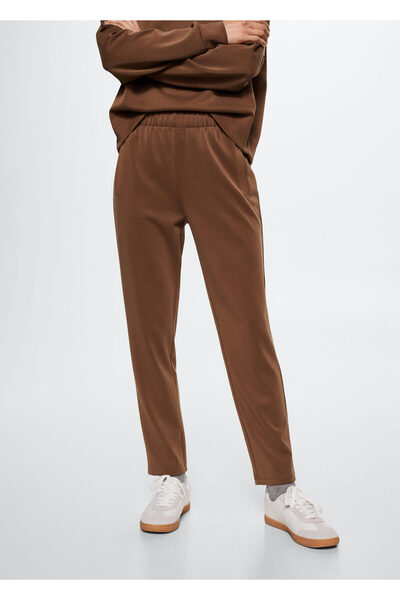 MANGO Woman Brown Women's Trousers 37095133