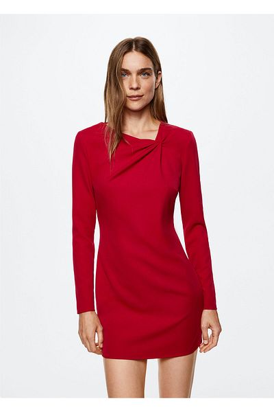 MANGO Woman Czerwona sukienka damska 37065965