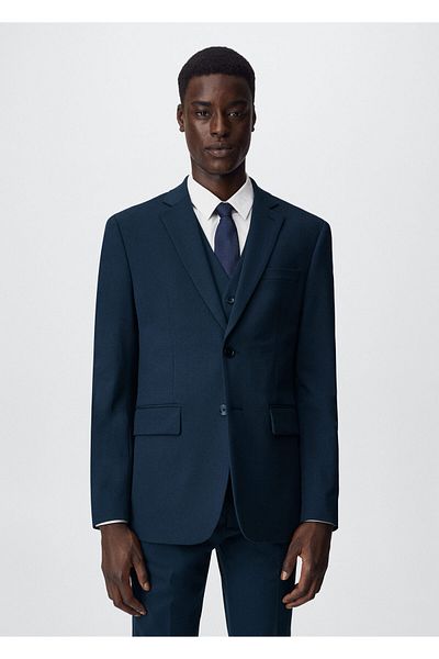 MANGO Man Ανδρικό σακάκι μπλέιζερ Navy Blue37061272