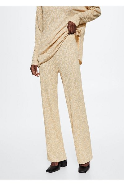 MANGO Woman Béžové dámské kalhoty 37067748