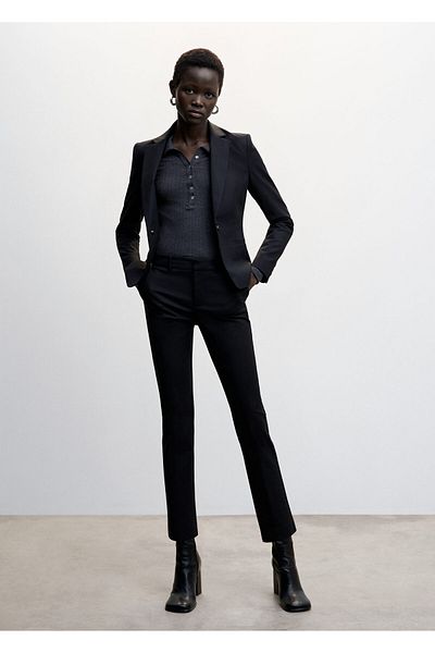 MANGO Woman Black Women's Trousers 47050258