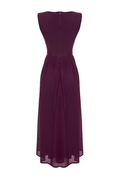 Trendyol Collection Lilafarbenes A-Linien-Kleid aus gestricktem Tüll mit Fenster-/ausschnittdetails TPRSS24EL00022