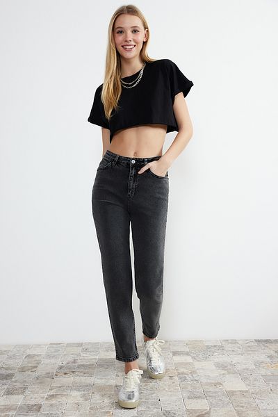 Trendyol Collection Black High Waist Slim Mom Jeans TWOSS24JE00137