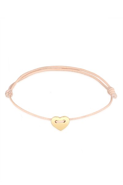 ELLI Damenarmband – Herz- und Liebessymbol aus 925er-Sterlingsilber mit Textilband, vergoldet