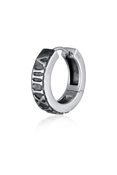 KUZZOI Ohrringe Single Creole Römische Zahlen oxidiert 925 Silber