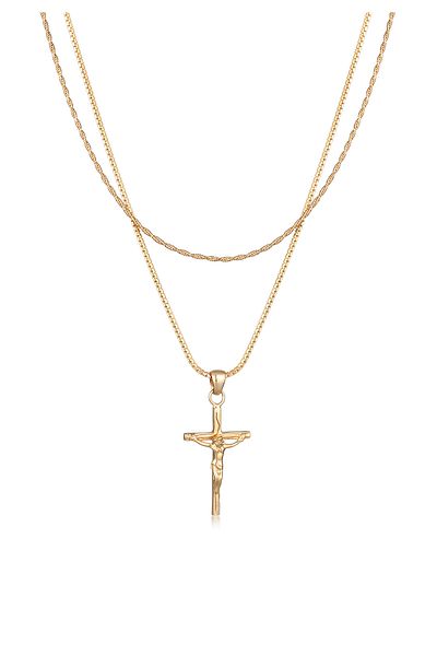 KUZZOI Halskette Herren Layer Kreuz Anhänger Kordel Aus 925 Sterling Silber