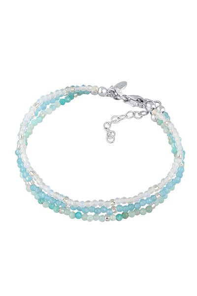 ELLI Armband Edelstein Glasperlen 3-reihig blau 925 Silber