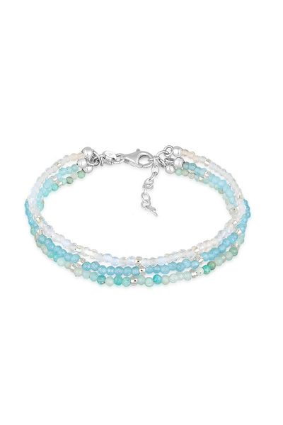 ELLI Armband Edelstein Glasperlen 3-reihig blau 925 Silber