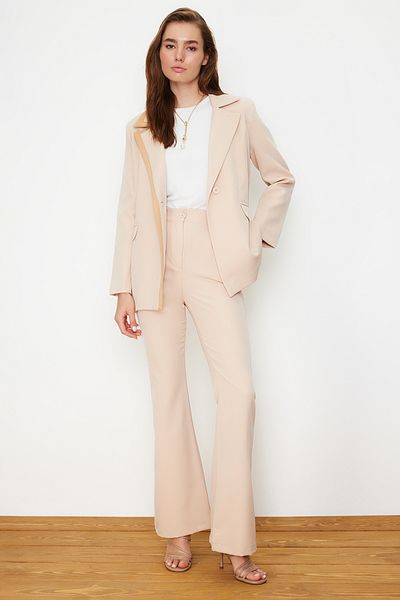 Trendyol Modest Stone Color Block Detailed Jacket Trousers Woven Bottom Top Set TCTSS24US00003
