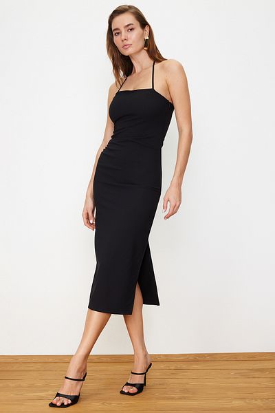 Trendyol Collection Black Maxi Dress with Slit Detail - Pencil Skirt TWOSS24EL00212