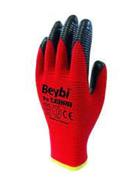 Beybi PN-ZEBRA Kırmızı Siyah Nitril Eldiven