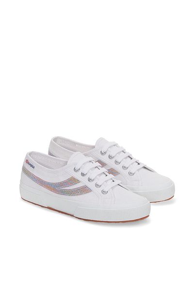 Superga 2953 Swallow Tail Lame Women's White Ankle Sneakers