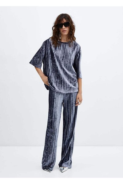 MANGO Woman Pantaloni din catifea plisate