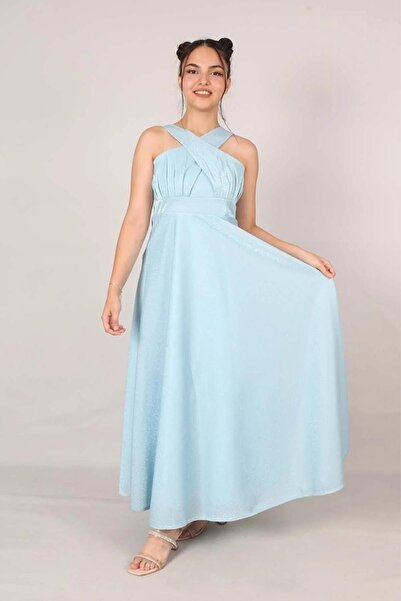 Wild Flower Βραδινό φόρεμα για κορίτσια με πλισέ από ασημί ύφασμα, φόρεμα για πάρτι