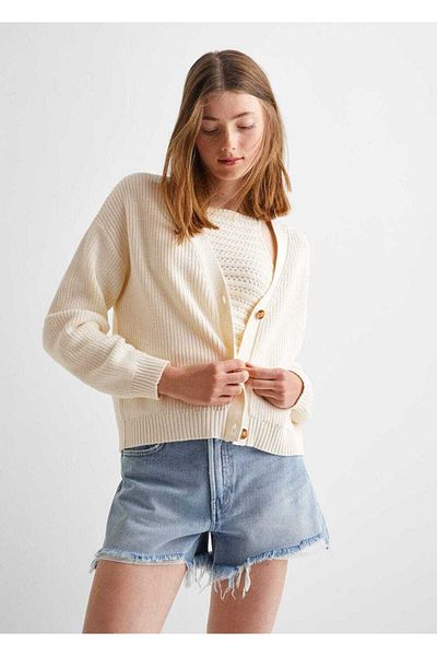 Mango Teen Ecru Cardigan for Kids