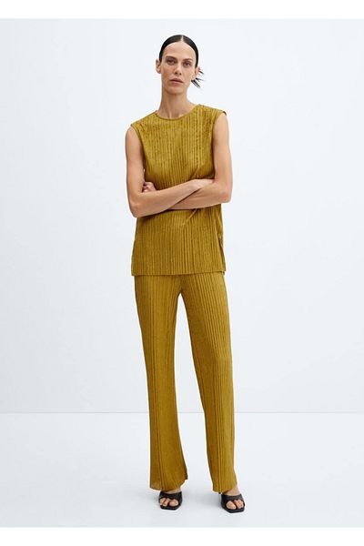 MANGO Woman Pantaloni plisați cu croială dreaptă