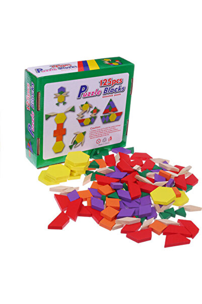 Genel Markalar Wooden Toys 125 Parça Ahşap Eğitici Tangram Puzzle Blok Seti