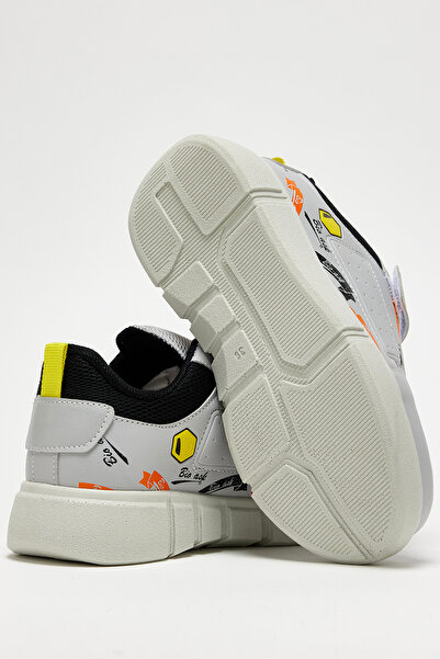 Tonny Black Çocuk Unisex Buz Siyah Rahat Kalıp Cırtlı Ayakkabı