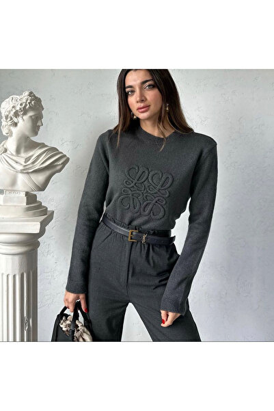 My Blog Pulover de damă cu model în relief antracit