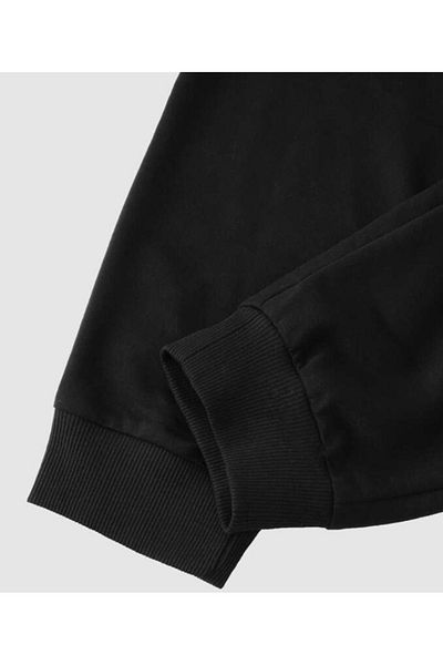 FİTGO Unisex Sports Fit Cut Μαύρο Φούτερ