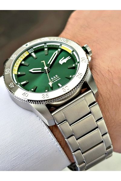 Lacoste Lac 2011204   Quartz Steel Grey Green Dial 46 mm Men's Wristwatch