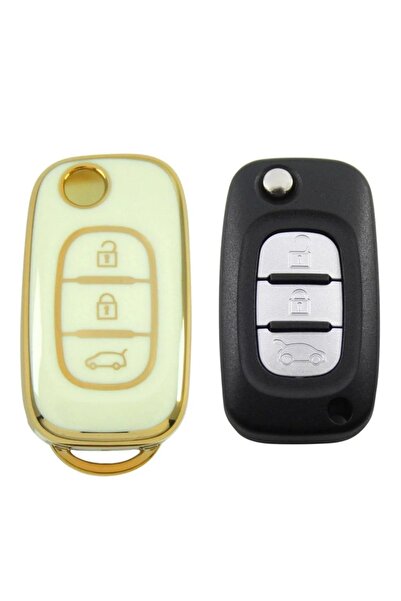 NADİR Husă pentru telecomandă auto albă cu 3 butoane pentru RENAULT Megane III Fluence