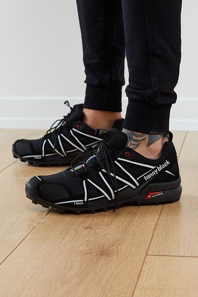 Tonny Black Herren Schwarz Weiß Trekkingschuhe Tb160