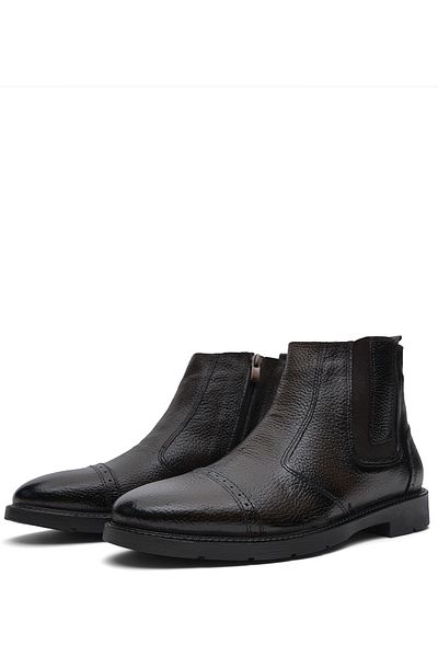Tonny Black Braune Herrenstiefel aus echtem Leder mit bequemer Passform und detaillierter langer Passform