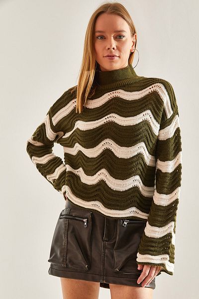 Bianco Lucci Gemusterter, durchbrochener Strickpullover für Damen