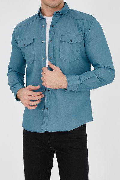 ENZİM JEANS Ανδρικό πουκάμισο τζιν που πλένεται