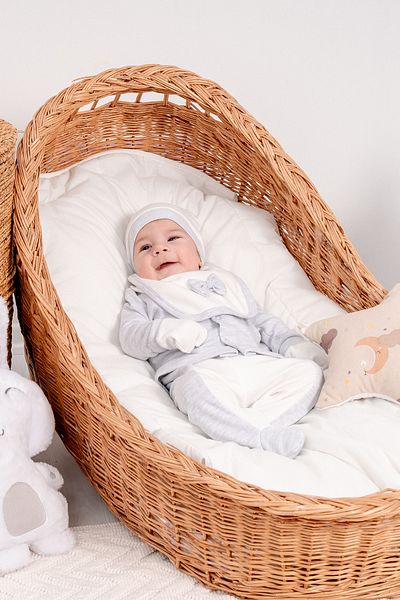MİNİBORN NEW BORN BOY LONG SLEEVE GRAY CLAS BOY SET OF FIVE