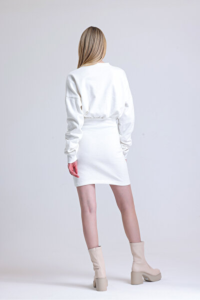 muub's MuuB's Maya Sleeve Rubber Detailed 3 Thread Raised Waist Elastic Padded Sweat Dress