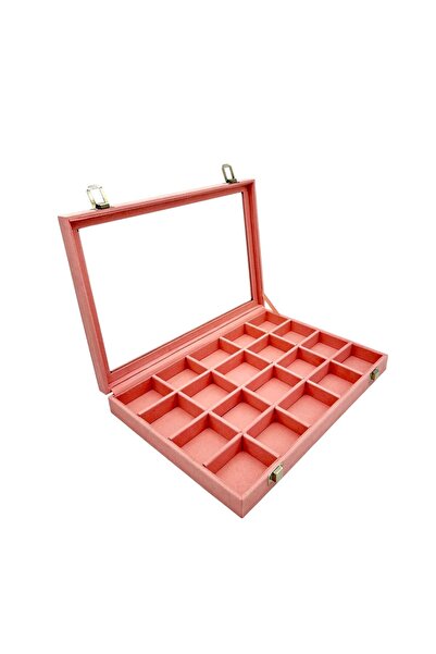 Zeyn Dekor Γυάλινο καπάκι, κουτί κοσμημάτων με θήκες, 20 τεμαχίων, ροζ χρώμα,...