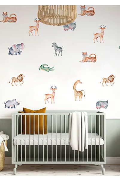 WALLHUMAN Safari Animals Çocuk Odası Duvar Stickerı