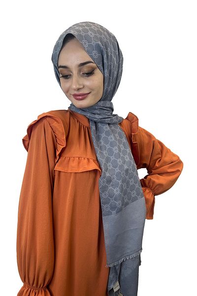 Aker Elegance Monogram Shawl1090100 Σκούρο Ασημί