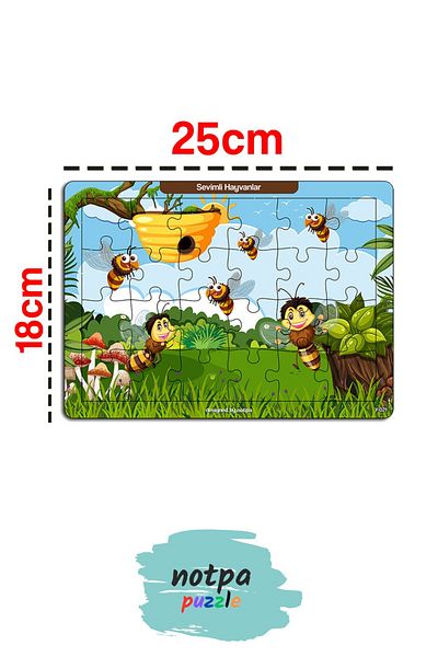 kutuTR NOTPA Kids Educational and Educational Wooden Colorful 18x25 Size Puzzle Cute Animals TP