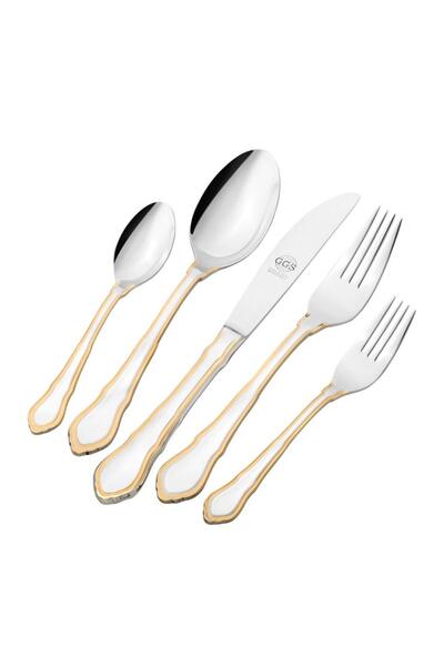 GGS Solingen Germany GGS Solingen Angelina Shiny Gold 96 Piece Fork Spoon Set
